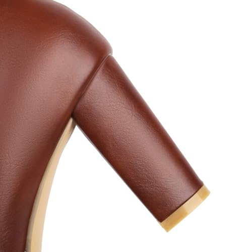 Aflngle Women's Platform Chunky High Heel Mary Jane Pumps Round Closed Toe Rhinestones Metal Chain Strap Buckle Wedding Party Prom Dress Shoes 6