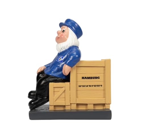 HSV Hamburger SV Gartenzwerg ** Holzkiste **, ca. 7,4 x 12,5 x 14,7 cm, 100% Polyresin