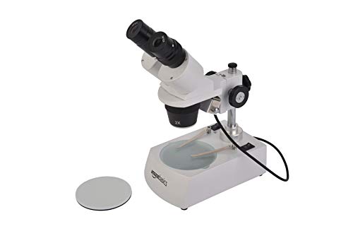 Amazon Basics Forward-Mounted Binocular Stereo Microscope, WF20x Eyepieces, 40X and 80X Magnification, 2X and 4X Objectives