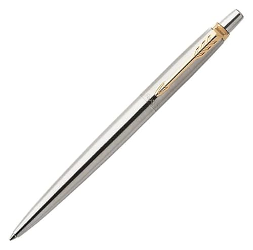 Newell Brands Parker Jotter Ballpoint Pen, Stainless Steel with Gold-Plated Trim Gift Boxed