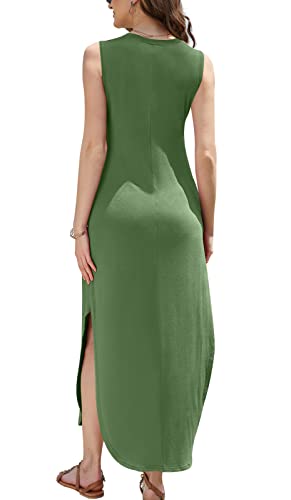 Image of DouBCQ Women's Summer Maxi Casual Sundress V Neck Sleeveless Long Dresses with Pockets