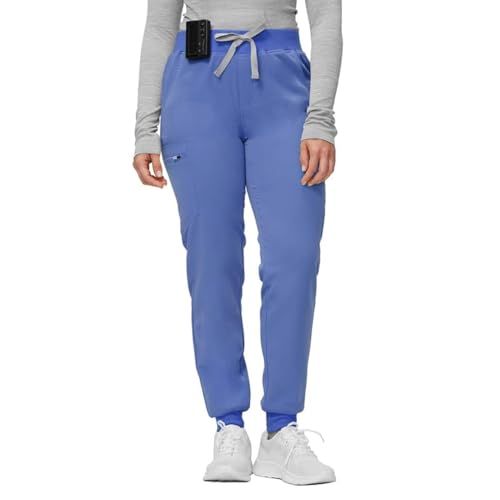 Image of Kitmaz Scrub Pants for Women - Mid Rise 4-Way Stretch Anti-Wrinkle Slim Fit Jogger Pants, Drawstring & 5 Pockets