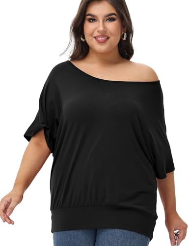 Van Der Rich ® - Oversize T-Shirt mit Fledermausärme - Damen(Schwarz, M)