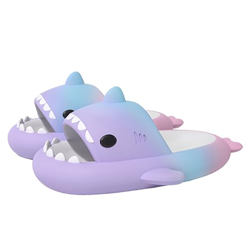 Shark Slides for Women and Men, Summer Novelty Anti-Slip Quick Drying Gradient Shark Slippers, Open Toe Slide Sandals with Cushioned Thick Sole