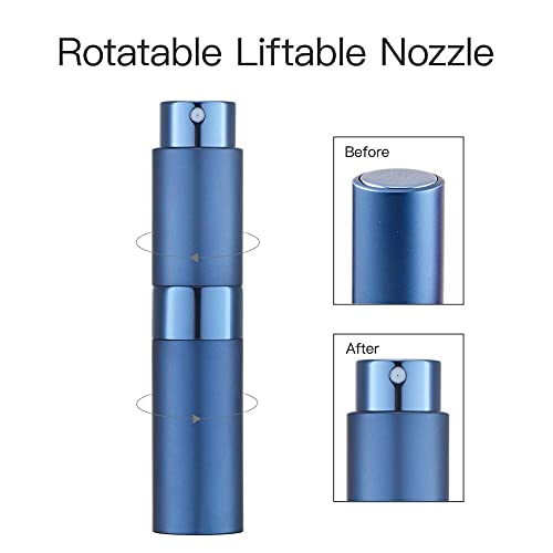 Image of 10ML Mini Perfume Atomizer Spray Bottle, Empty Refillable Glass Travel Cologne Sprayer for Men & Women with Refill Tools (Blue-1)