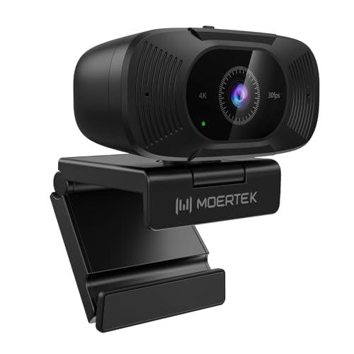 4K Webcam with Microphone, 8MP, 92° Wide Angle, USB, Privacy