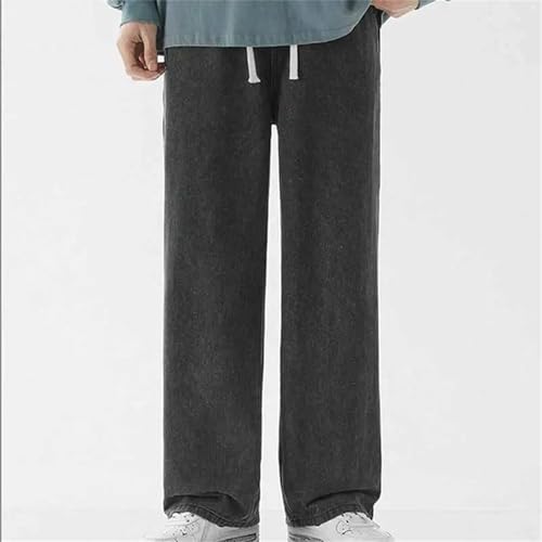 Men's Banding Jeans Loose Straight Drape Denim Pants Vintage High Street Casual Daily Baggy Trousers3