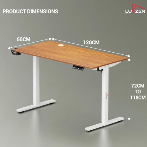 Image of Lukzer Electric Height Adjustable Desk with USB & Type-C Port 3 Memory Preset Advance Controller Ergonomic Work from Home Study Table(EST-003 /UC-White & Oak Brown /120 x 60 cm)DIY with 3-Year Warranty