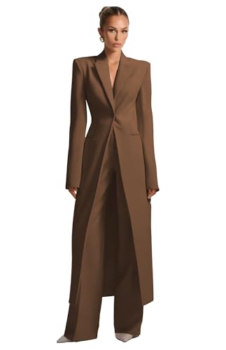 Business Womens Suit Luxury Office Work 2 Piece Tuxedos Street Shoot Long Blazer Pants Slim Fit Suits for Women