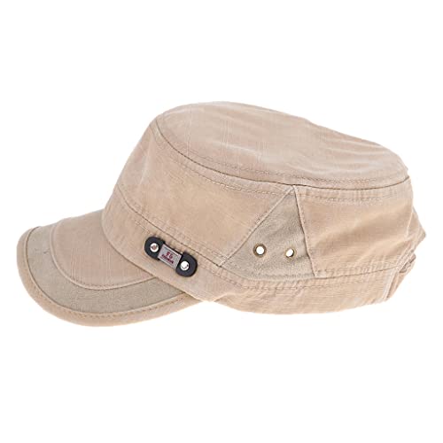 Bonarty Boné masculino feminino lavado Cadet Militar Marinheiro Flat Top Cap Navy Plain Cotton Hat -