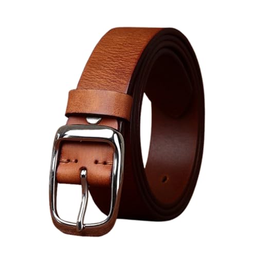 Men's Women's Classic Casual Every Day Jeans Belts,Handmade 33mm Full Hide Real Leather Waist Strap with Gift Box(110cm/43, Brown)