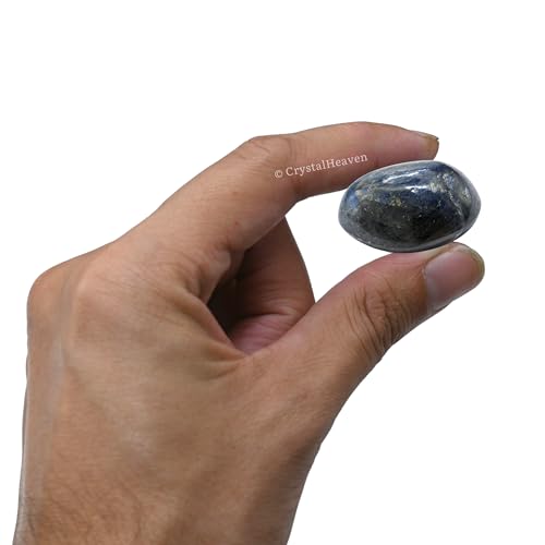 Image of Certified Blue Sapphire Crystal Healing Tumbled Stone, Natural Polished Crystals for DIY Crafts, Manifestation, Meditation, Pooja Feng Shui and Reiki Healing (30 Grams)