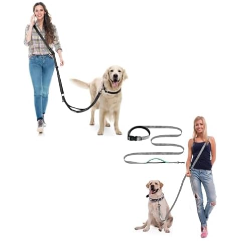 Hands Free Dog Leash, Multifunctional Crossbody Dog Leash（5.9-9.5ft Black & 5-8.8ft GreyGreen） Cover