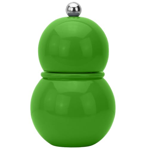 Addison Ross Chubbie Bobbin Salt or Pepper Mill – Easy Twist Ceramic Grinder – Sustainable Rubber Wood – Modern Design – Ideal Wedding Gifts or Housewarming Gift – Kitchen Accessories – Leaf – 12cm