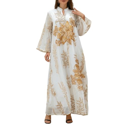 Robe femme musulmane longue à sequins vêtement de fête chic et pudique