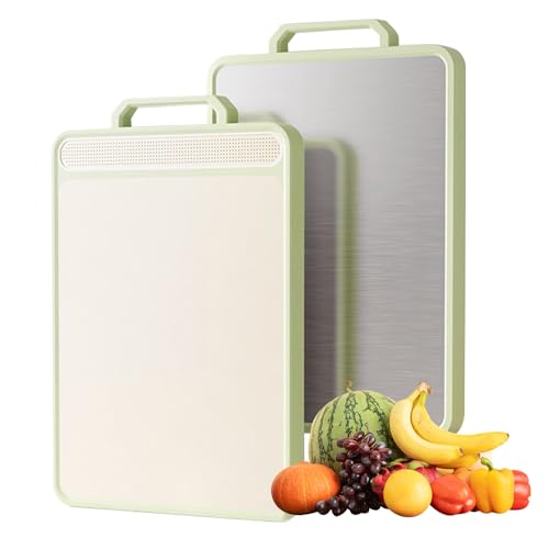 Stainless Steel Cutting Board, Cutting Board Double Sided Food Grade, Non Toxic, Dishwasher Safe...