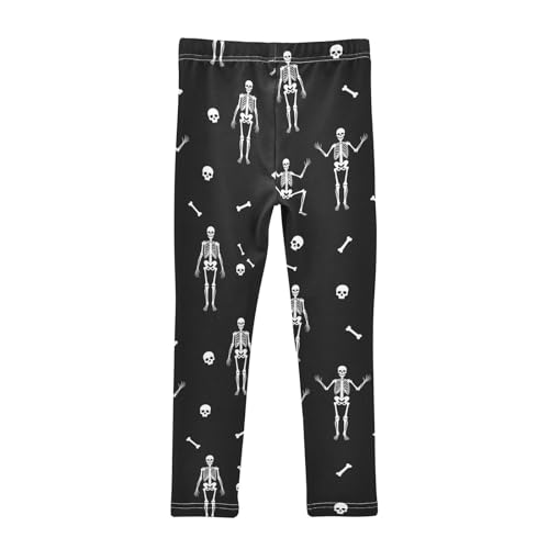 J JOYSAY Skull Bones Black Girls Leggings Soft Comfortable Long Kids Toddler Leggings Size 4-10T2