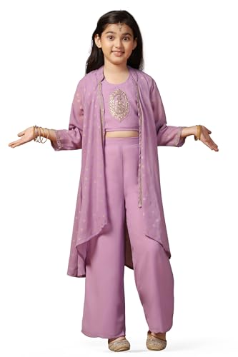 Image of Fashion Dream Girls Georgette Embroidered Palazzo Set|Kids Ethnic Wear|sharara set for girls|Indo Western Set