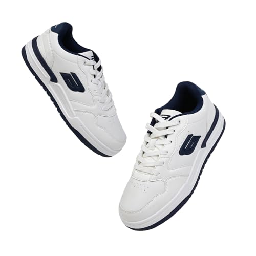 Image of Bond Street Men's White & Green Casual Sneakers | PU Upper Lace-Up Shoes for Men | Lightweight Footwear with Durable PVC Sole | Stylish & Comfortable Men's Fashion Sneakers