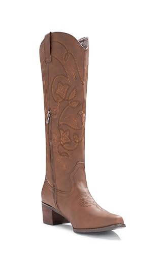 Image of IUV Cowboy Boots For Women Pointy Toe Women's Western Boots Cowgirl Boots Mid Calf Boots