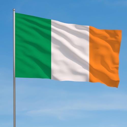 Image of AhfuLife Irish Flag 3x5 Ft, Large Ireland Flag for St Patrick's Day Decorations - Double Side with Brass Eyelets, Bar Garden Street Decoration Indoor Outdoor