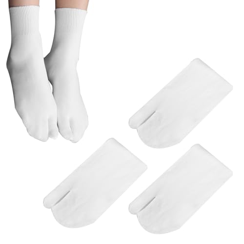 Image of 3 Pair Women Japan Tabi Socks, Split 2 Toe Sandals Thin Breathable Crew Ankle Socks for Athletic Summer Run Spring