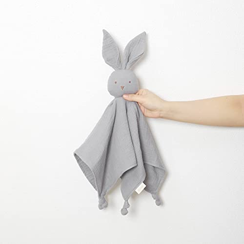 Blumie Bunny Comforter Blanket for Baby 100% Organic Cotton Muslin, Cuddly for boys girls and infants. (Cloud Grey) - Image 4