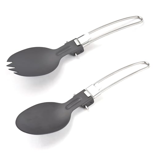 Faltbarer Löffel und Göffel aus Aluminium für Wanderungen Faltbarer Löffel und Göffel aus Aluminium für Wanderungen