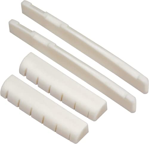 Huatool Bone Nut And Saddle Acoustic Guitar 2 Sets, 4 Pieces, Made Of Real Cow Bone Used For 6 String Acoustic Guitar, Fit For 74Mm Bridge Slot #TOP9
