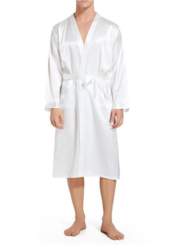Peignoir blanc homme simulation soie anti frottement pour la nuit