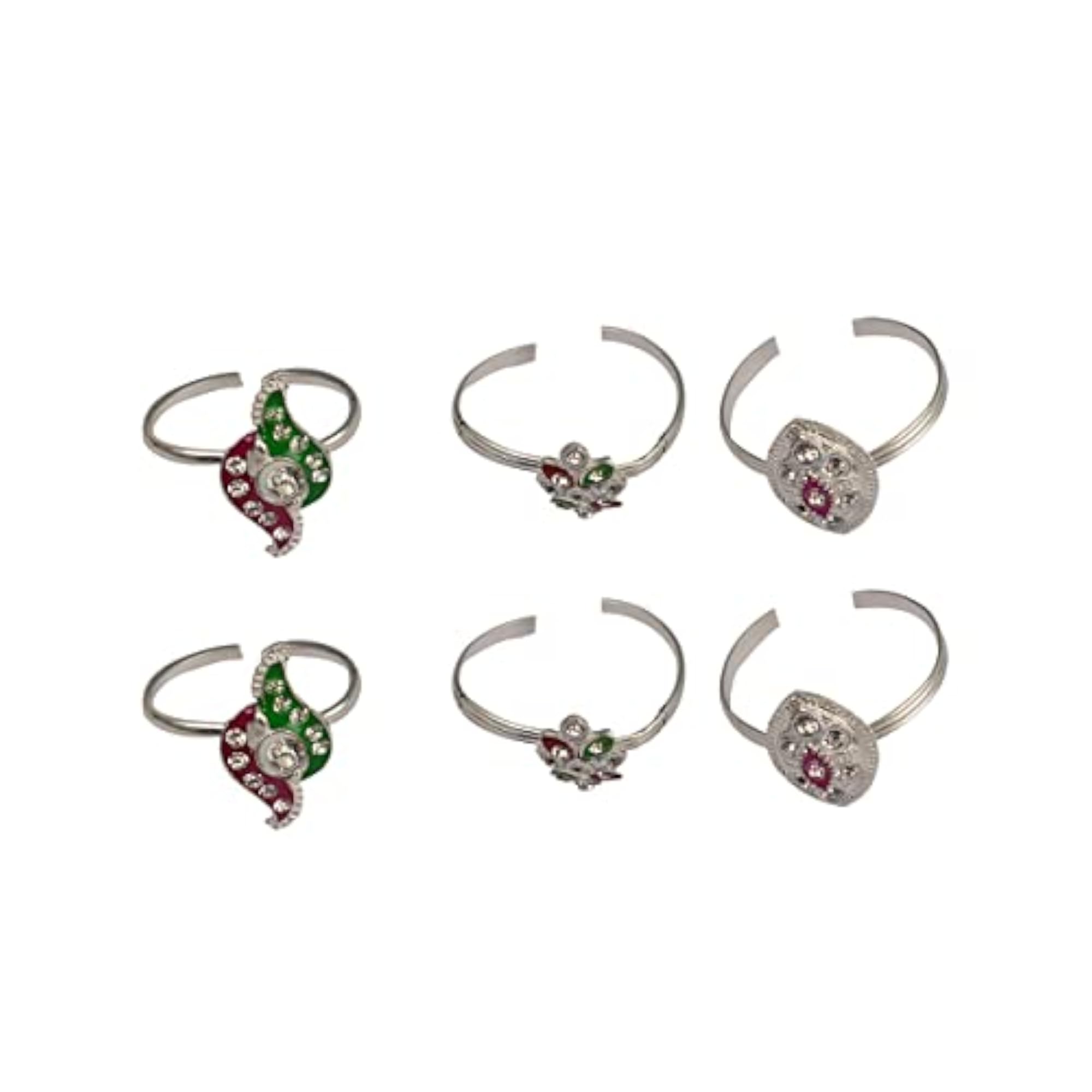 Set of 3 Pairs Toe Rings - Traditional Style