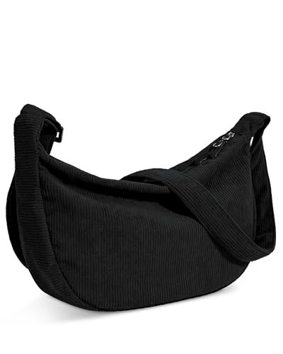 Image of Crossbody Crescent Bag for Women Men Trendy, Crescent Sling Bag with Adjustable Strap, 2 Zippers Lightweight