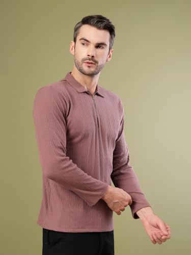 Image of Rigo Printed Casual T-Shirts for Men | Waffle Knit Solid T-Shirt for Men | Full Sleeves T-Shirts for Men