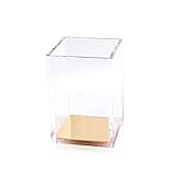 Elegant Ultra Clear Acrylic Gold Pen Cup Holder Desk Accessory by Sirmedal