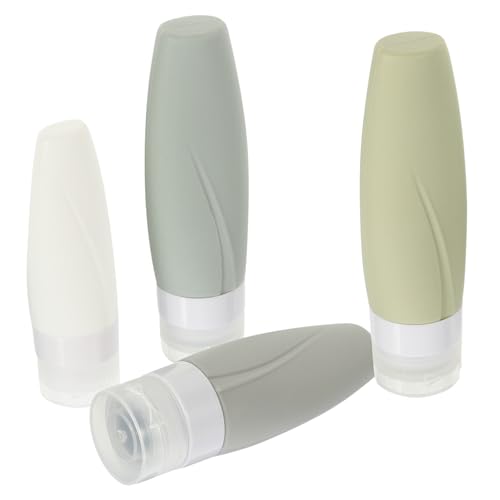 DOITOOL 4個 硅?装瓶 浅灰 乳白 新? 新? 旅行用トラベルボトル 漏れ防止詰め替え可能シャンプーローション容器 軽量コンパクト使い切りや