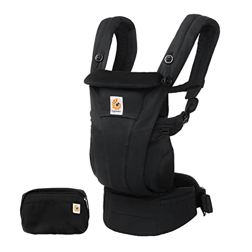 Ergobaby Omni Dream Babytrage für Neugeborene ab Geburt bis 20kg, 4 Positionen SoftTouch Cotton Ergonomische Babybauchtrage Rückentrage Baby-Tragetasche, Onyx Black