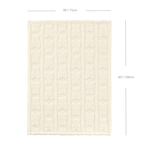 Image of CREVENT 30 inchX40 inch Cozy Soft Warm Sherpa Baby Blanket for Girls Boys, Newborn Essentials for Infant, Baby Shower Receiving Gift - Ivory Bear 75X100cm + Gift Bag with Ribbon