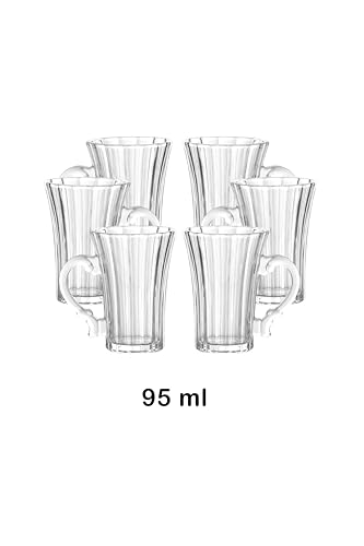 Image of 6-Piece Premium Transparent Glass Tea Cup Set - 95ml Minimalist Design Glass Cups for Tea & Coffee, Classic Clear Drinkware, Elegant & Durable - Ideal for Gifting and Daily Use