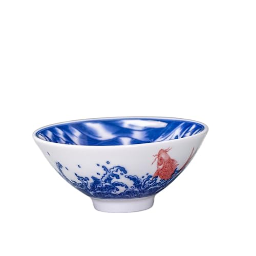 Elegant 75ml Japanese Style Blue and White Porcelain Jianzhan Tea Cup - Perfect for Kung Fu Tea Sets