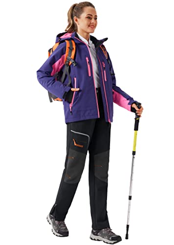 Urbest Women's Outdoor Snow Ski Pants Waterproof Winter Fleece Lined Hiking Snowboard Insulated Softshell Pants Black #TOP4