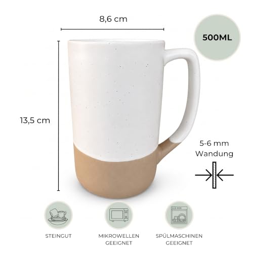 Große Tasse 500 ml, Kaffeetasse, Steingut, Bürotasse Latte Macchiato – Bild 3