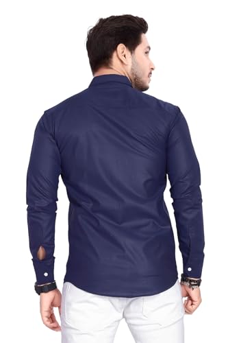 Image of Men's Cotton Spread Collar Full Sleeve Regular Fit Solid Casual Shirt with Double Pockets - Stylish Comfortable Shirt for Everyday Wear