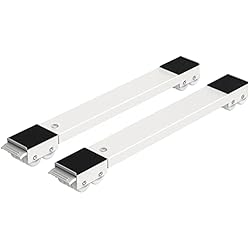 Patines Regulables Para Muebles Ronlap Base para Lavadora de Muebles, Rodillo móvil Ajustable para Muebles para Lavadora, Secadora, congeladorhasta 300 kg, con 24 Ruedas, Freno, 44,5 a 77cm Ajustable, Blanco