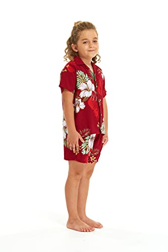 Image of Matchable Family Hawaiian Luau Men Women Girl Boy Clothes in Pineapple Garden Burgundy