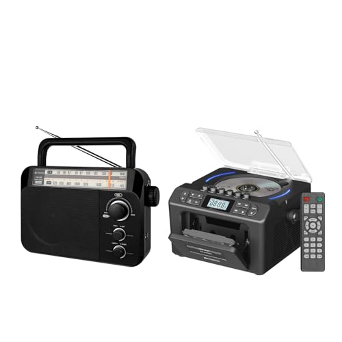 Reproductor Retro Radio AM FM CD Cassette Boombox miniatura 1