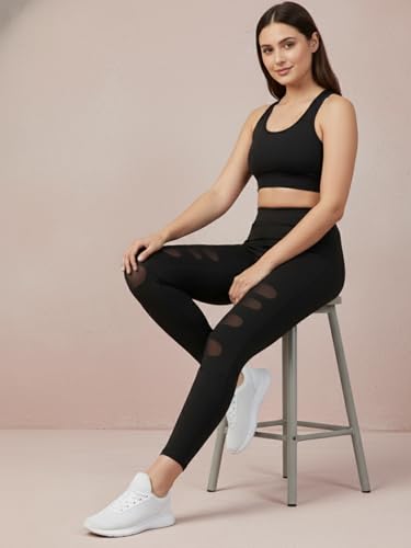 Image of BLINKIN Women's Sports Tights & Leggings with Mesh Insert : Ideal Gym Wear for Woman Active Wear, Yoga & Fitness - The Ultimate Gym Pants for Women Workout (5001)