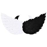Demon Halloween Devil wings, Angel Wings Adult Costume Cosplay Women-Party Wings-Photography Accessories (white&black, 2.46ft)