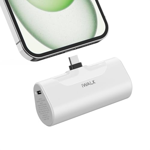 iWALK Mini Portable Charger 4500mAh,USB-C 20W Power Bank with Fast Charging,Compatible with iPhone 16 Pro Max/16 Pro/16/15,Samsung Galaxy S24 S23 Series,LG,HONOR,Xiaomi,iPad,AirPods and More,White