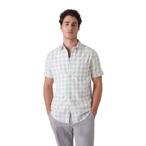 Image of BLUE BUDDHA Men Checked Casual Shirt | Tailored Fit Half Sleeve Shirt for Men | Curved Hem Ready to Wear, Office Casual & Weekend Wear
