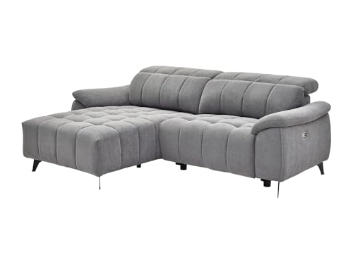 Vente-unique - Canapé d'angle Gauche Relax électrique en Tissu texturé Gris CELTIMO